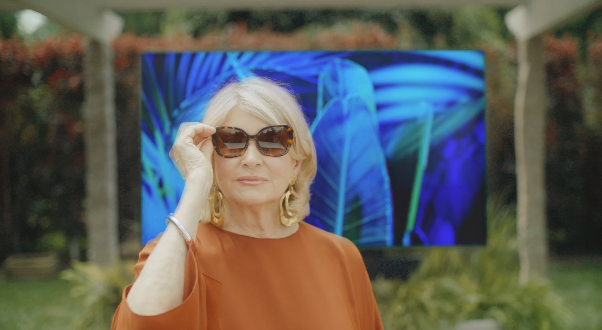 Martha Stewart in a colorful brand film frame